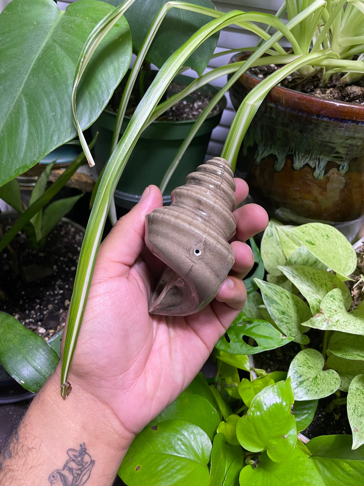 Conch Shell Smoking Pipe- wet sand