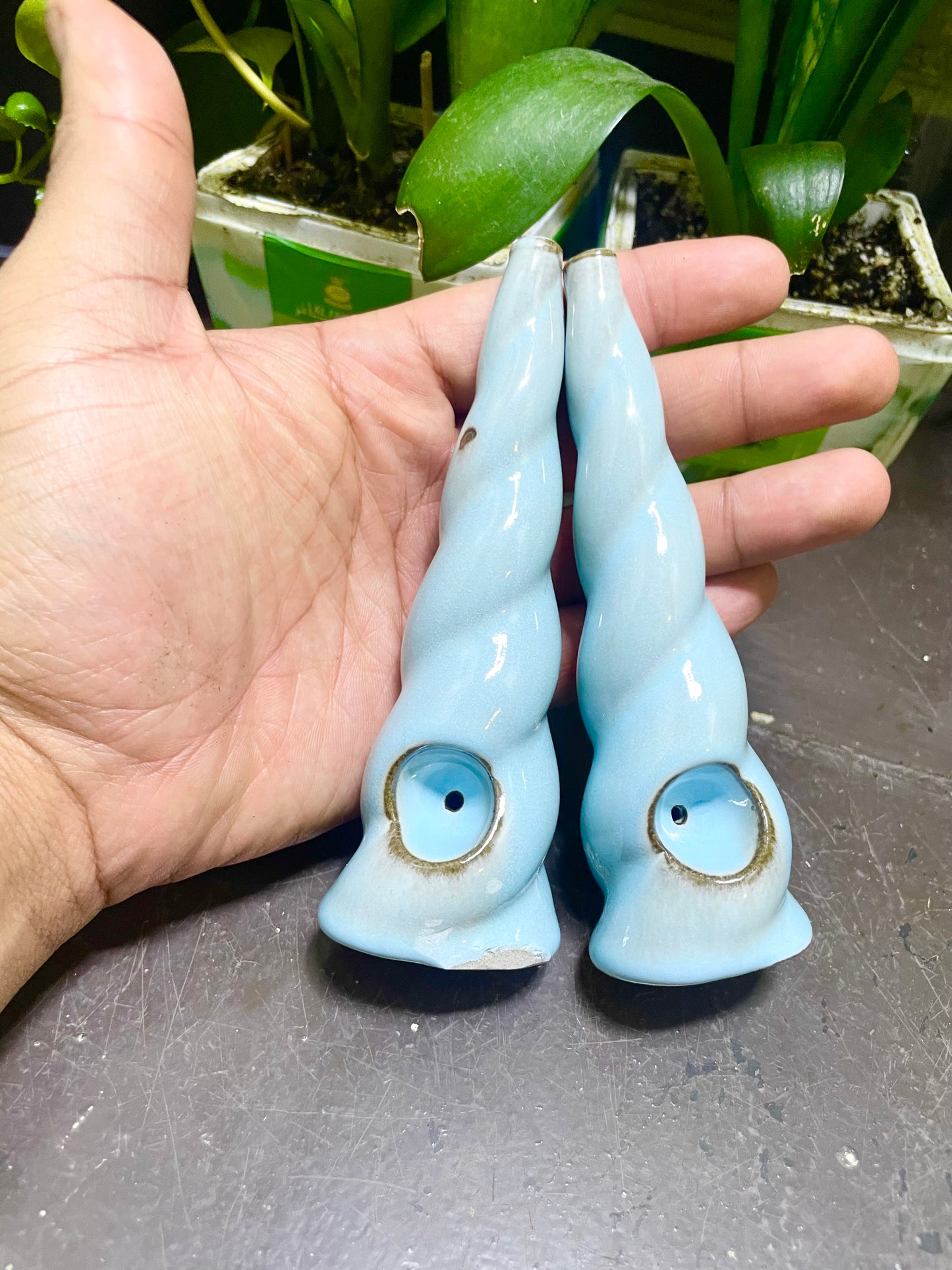 Unicorn Horn Herb Smoking Pipe- sky blue