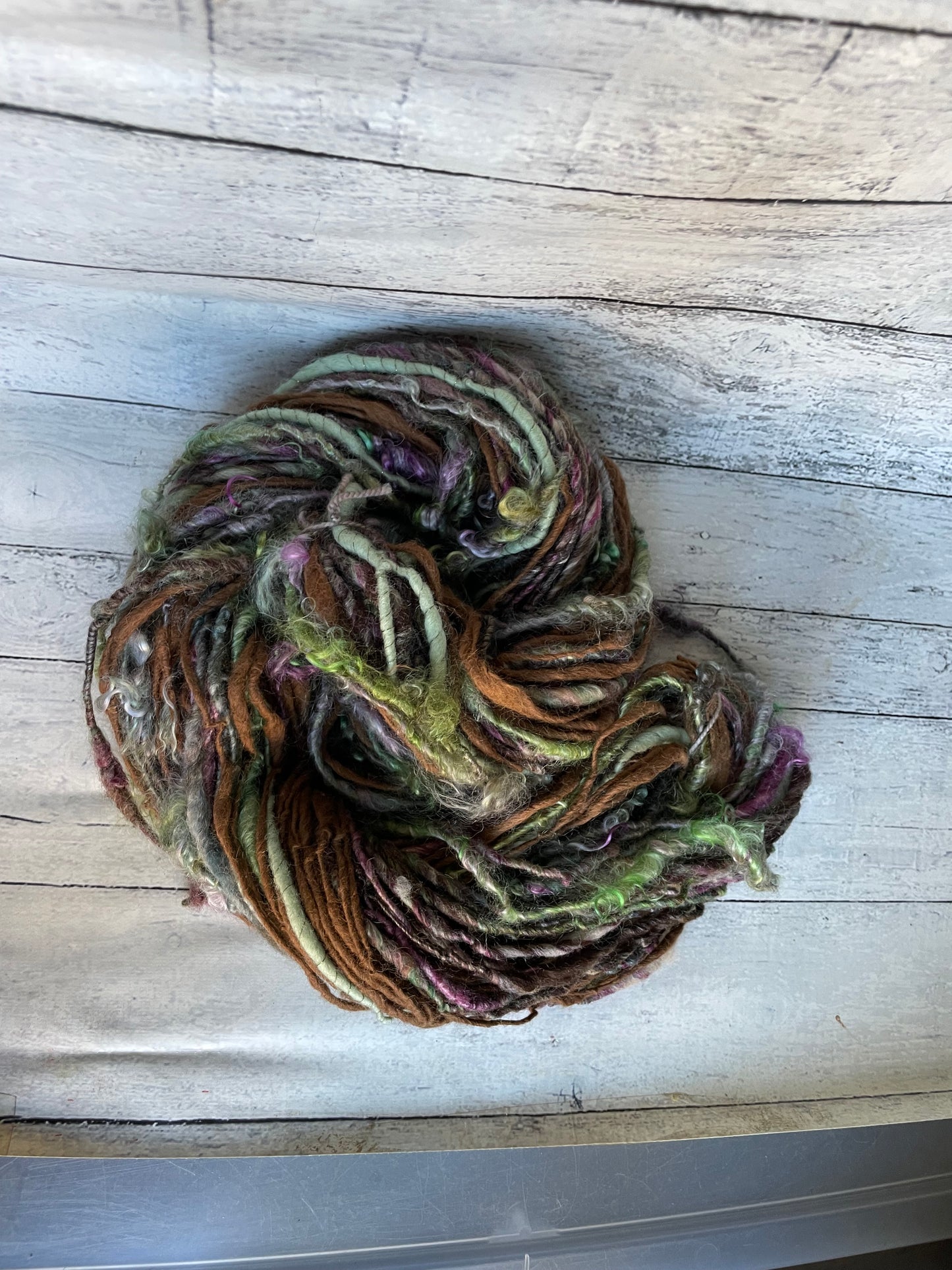 Pixie Condo Mambo: handspun color block mohair alpaca yarn
