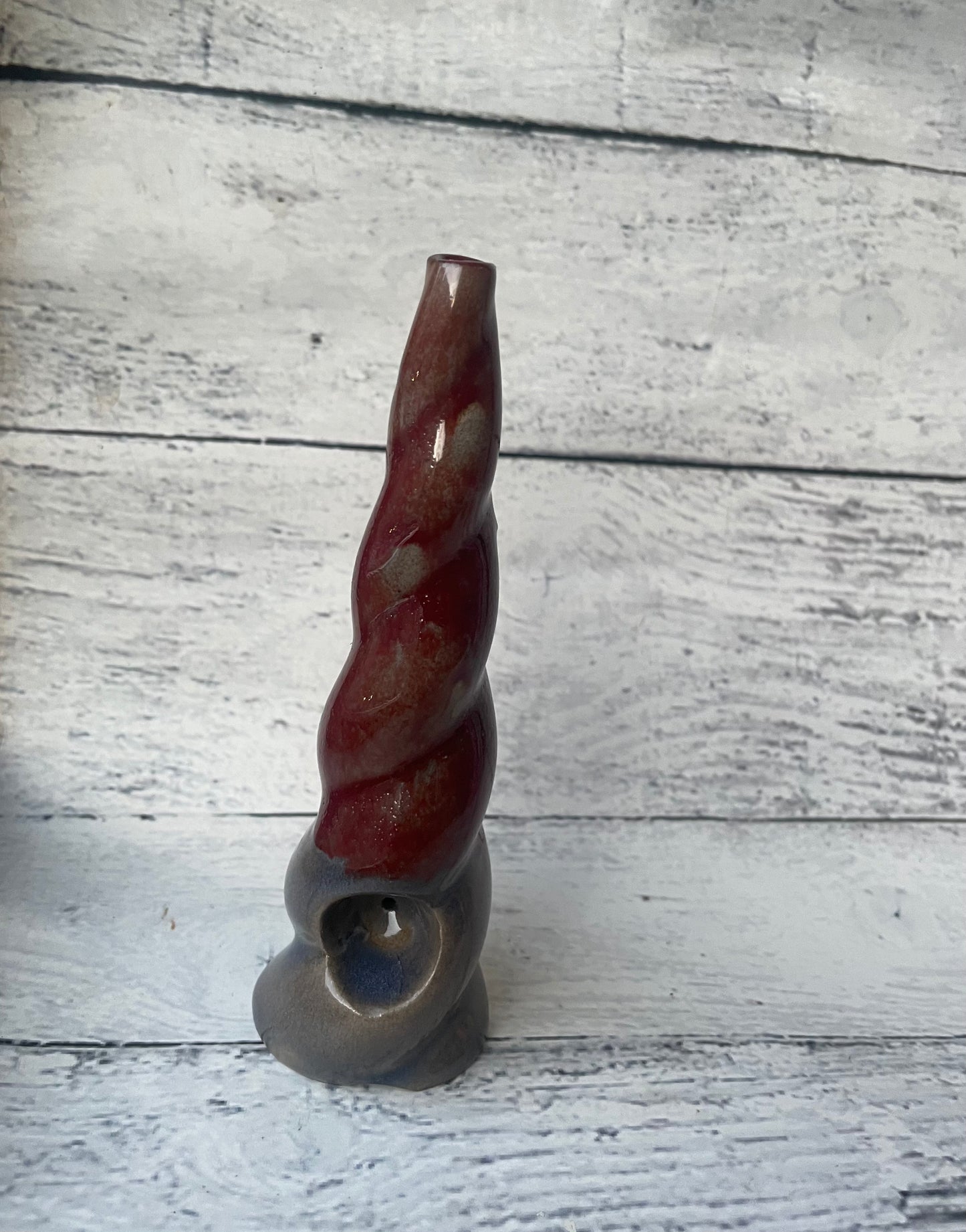 Oxblood Red OOPS Unicorn Horn Herb Smoking Pipe