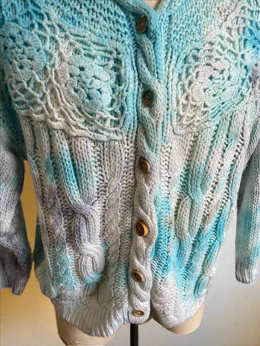 Hand dyed knitted crochet cardigan