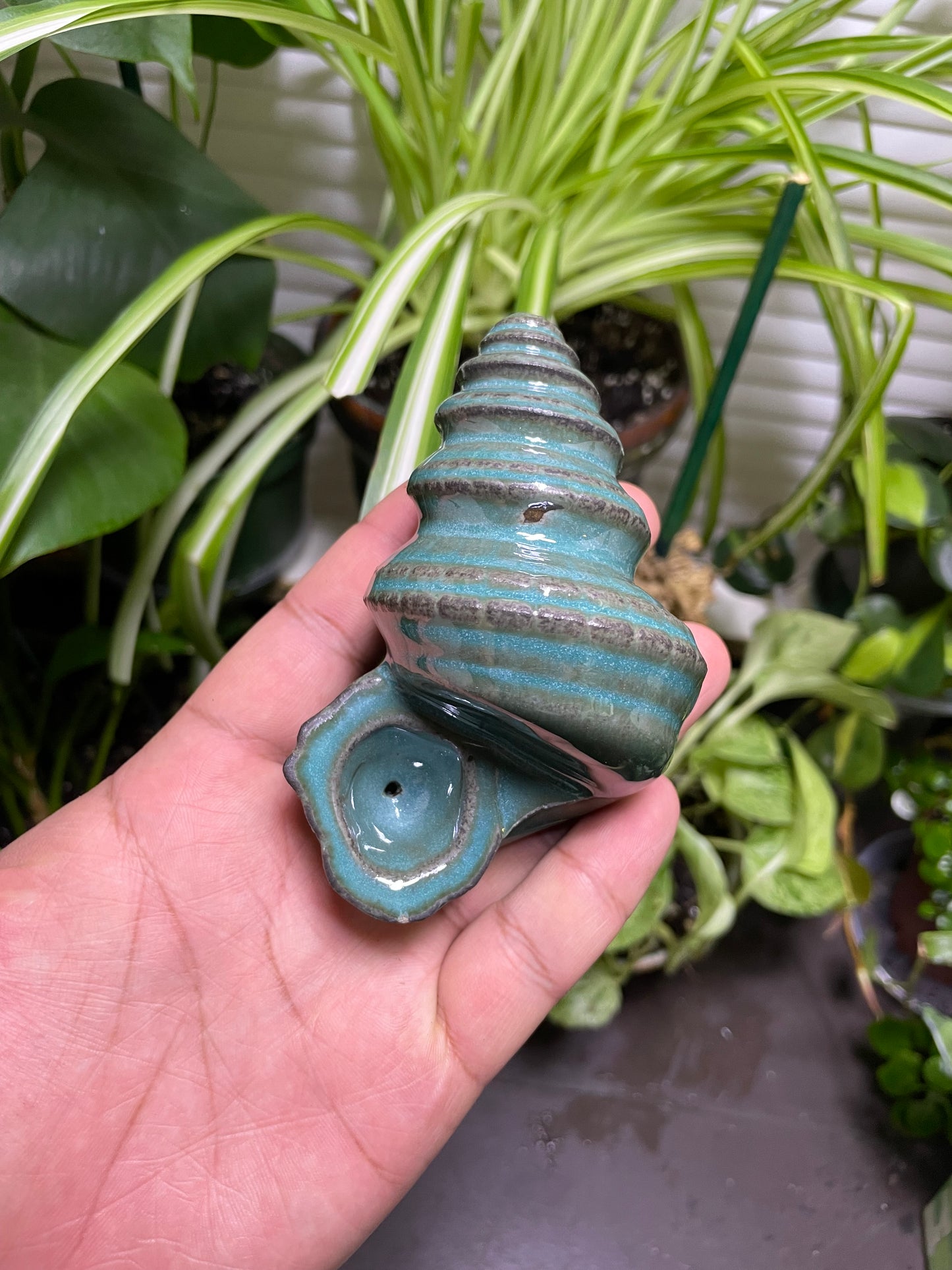Conch Shell Smoking Pipe- turquoise