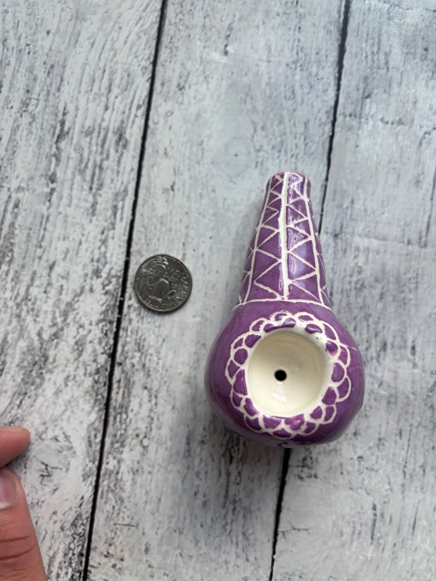 Wheel Thrown Smoking Pipe - purple lace
