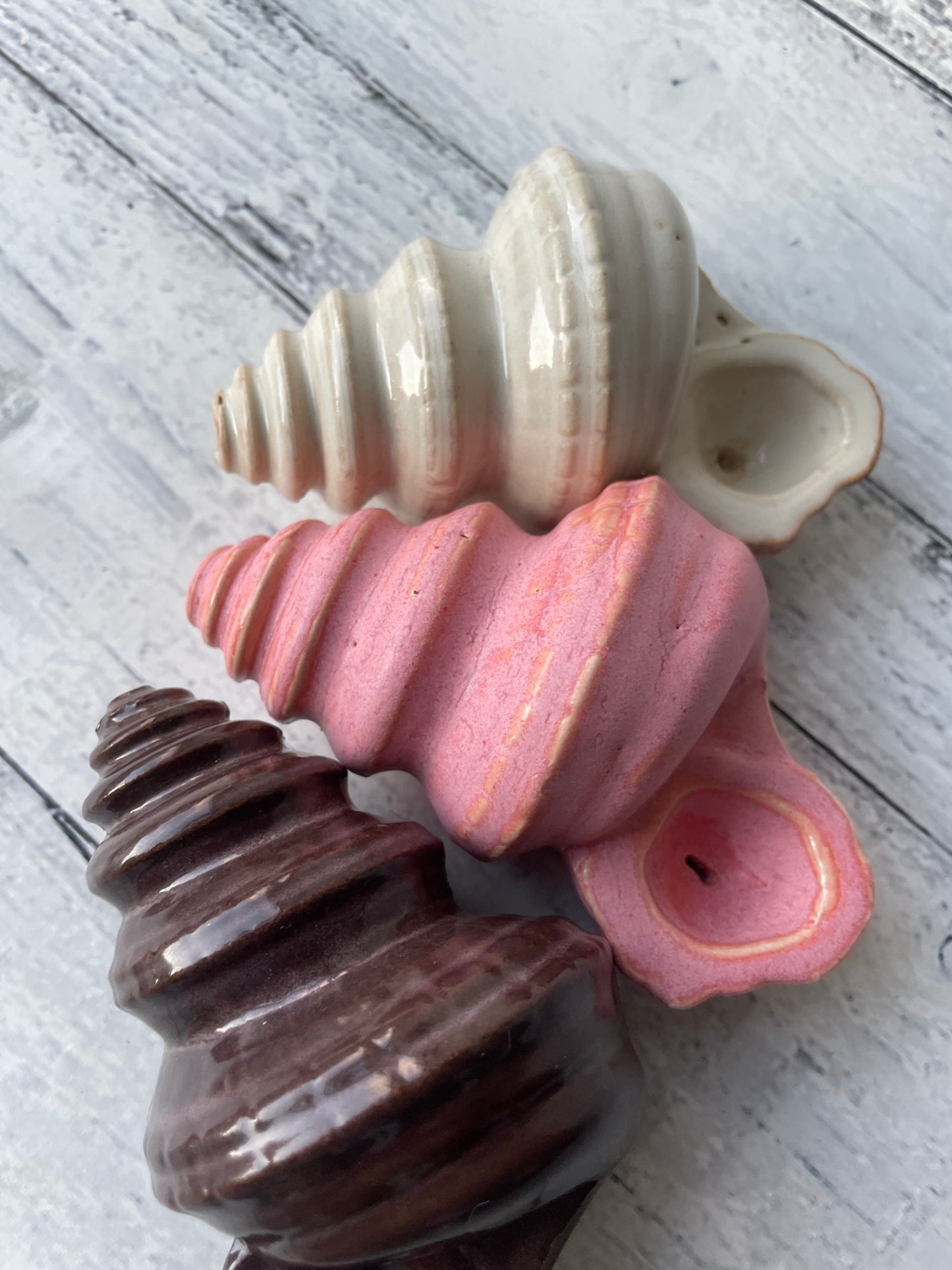 Conch Shell Herb Smoking Pipe - cream