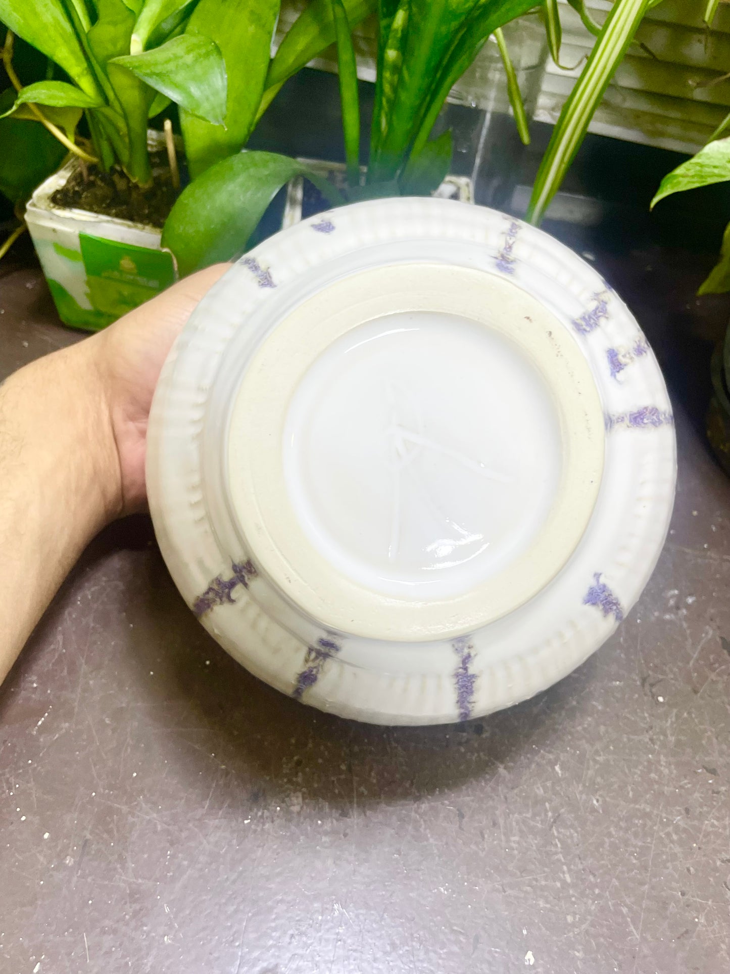 Fluted Crush Grapes Moon Vase