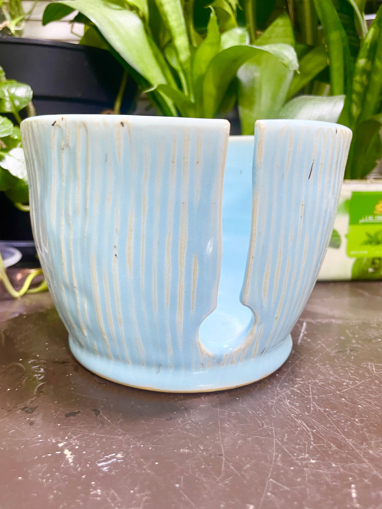 Ridged Blue Yarn Bowl