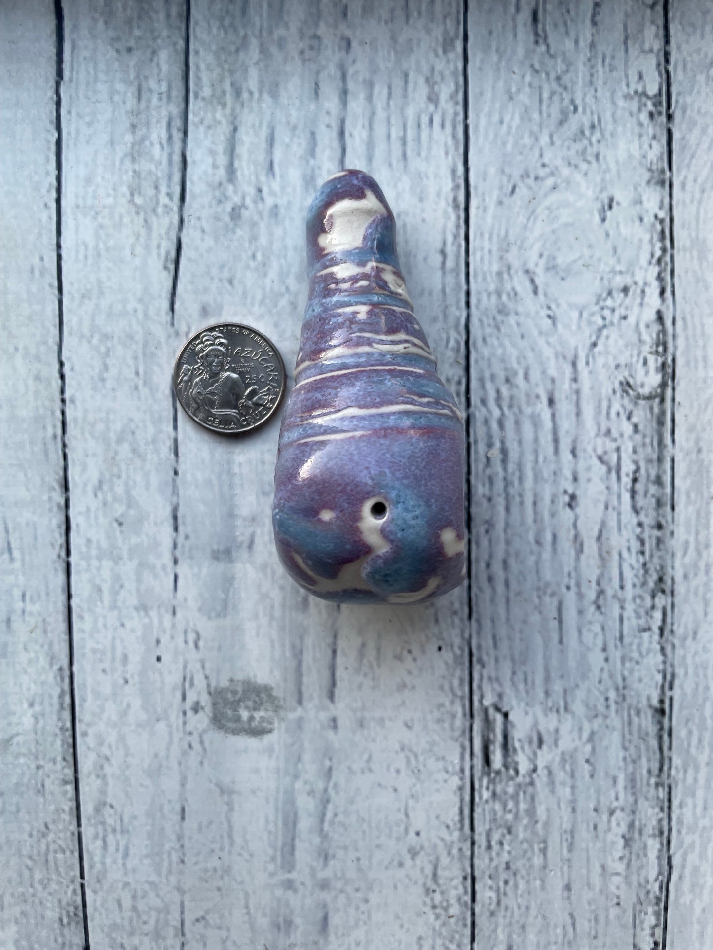 Wheel Thrown Smoking Pipe - oil bottle in electric purple