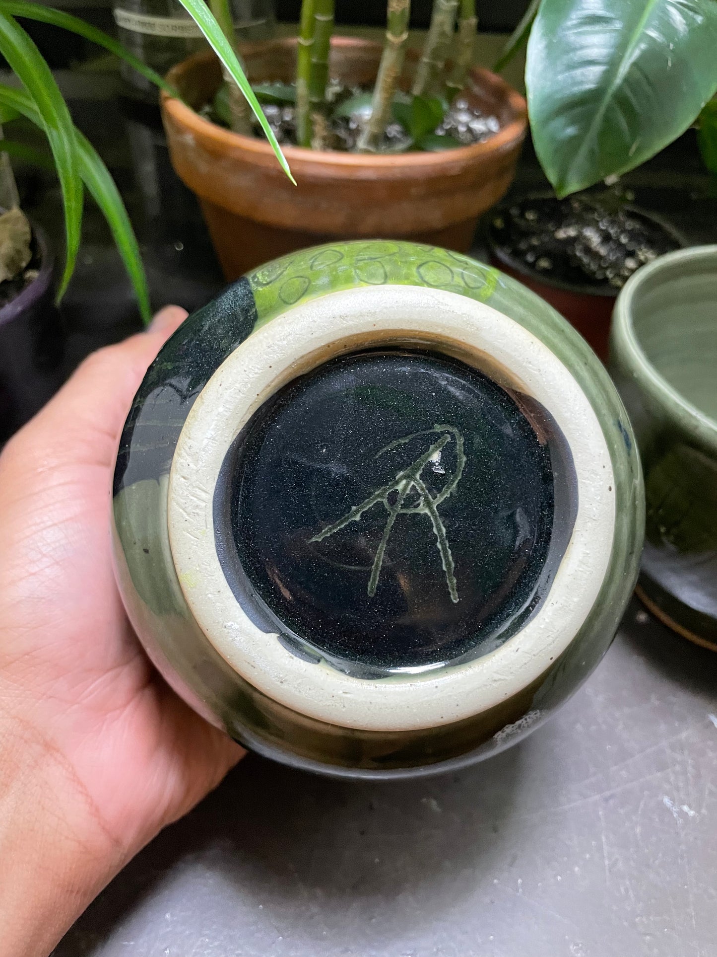 Grey Green Abstract Bowls