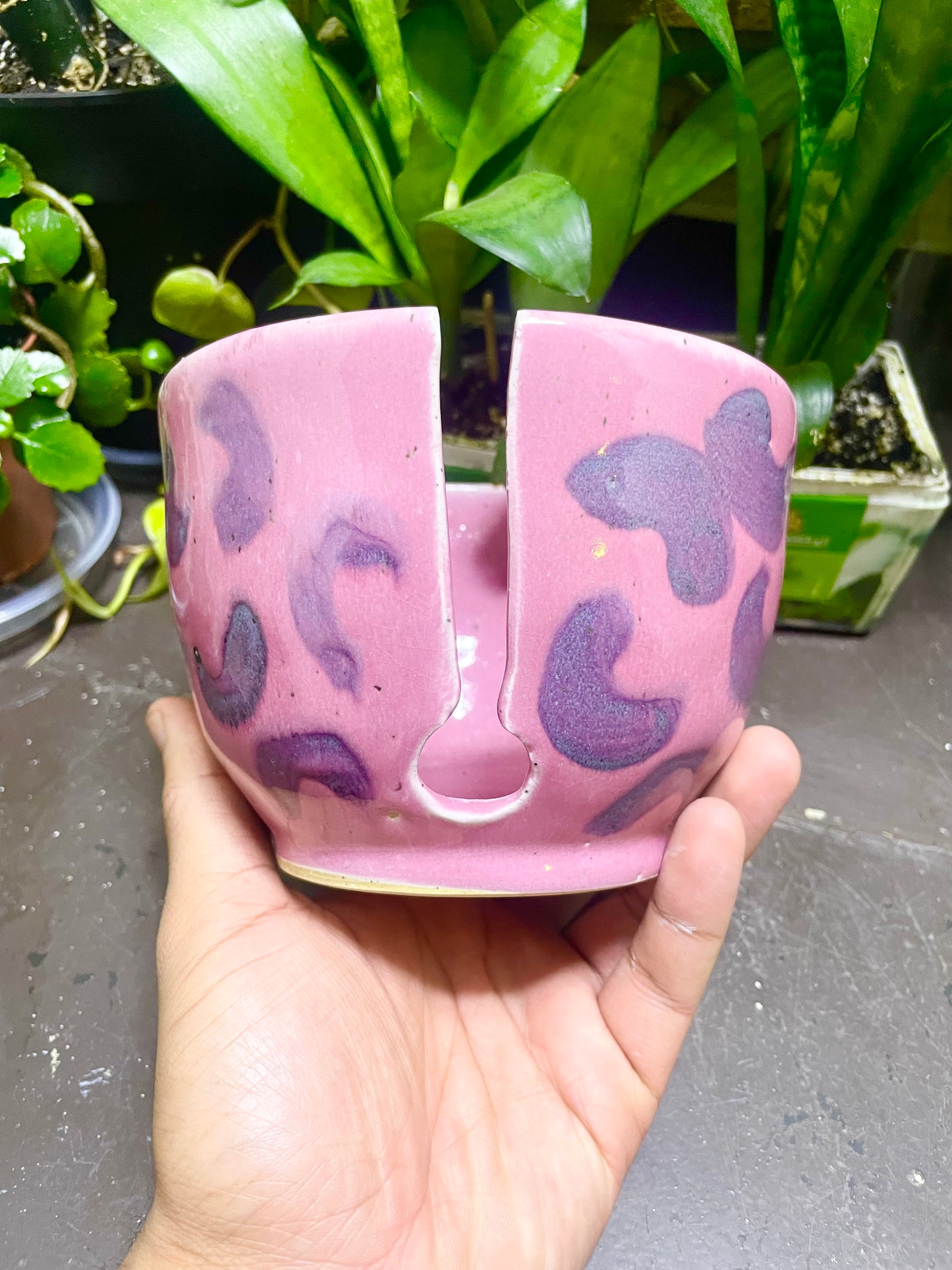 Speckled Pink Cheetah Yarn Bowl