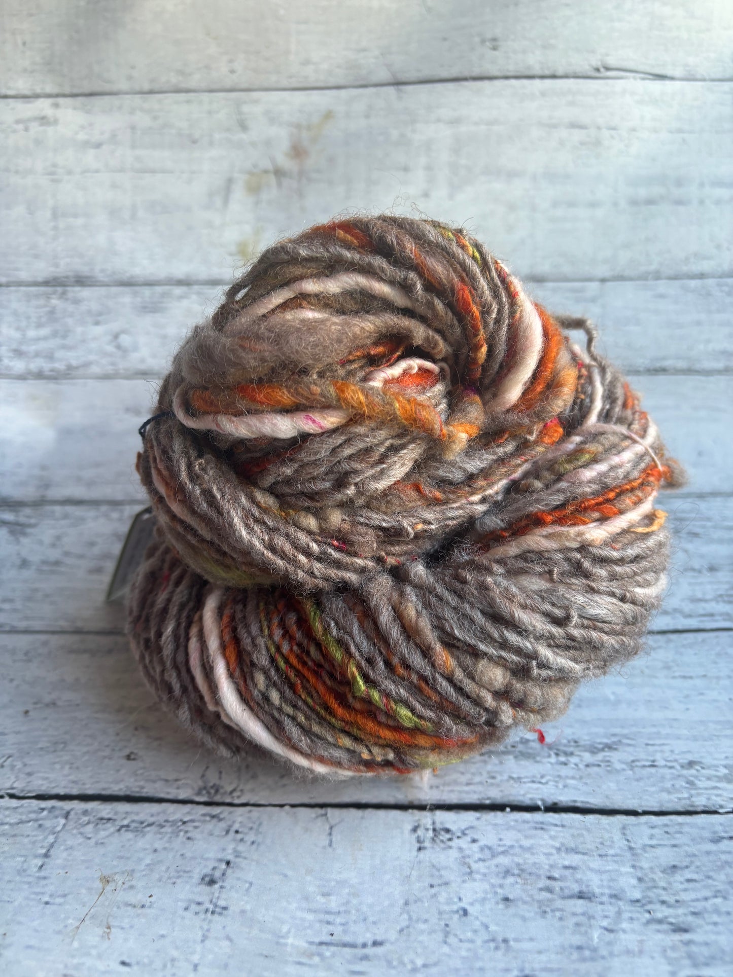 Fall Road Trip- Skinny Single Handspun self striping wool silk blend yarn