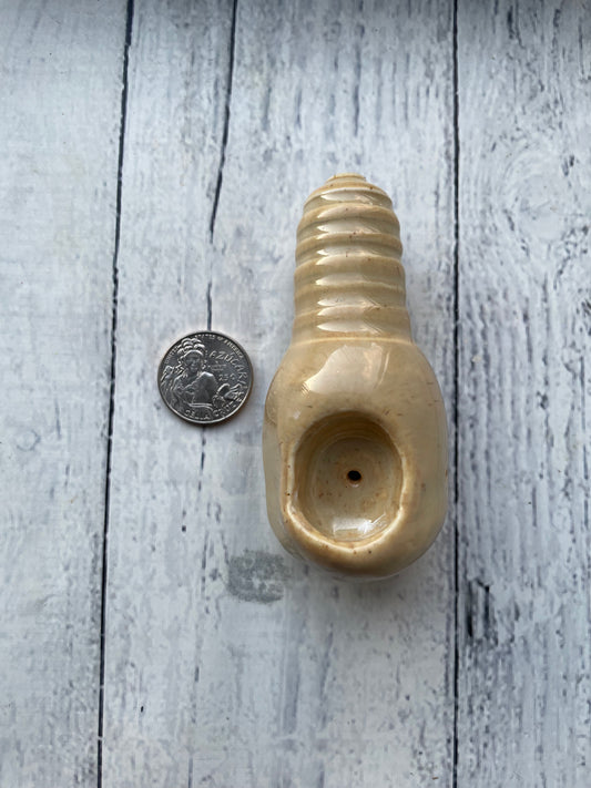 Wheel Thrown Smoking Pipe - Dulce de leche bulb