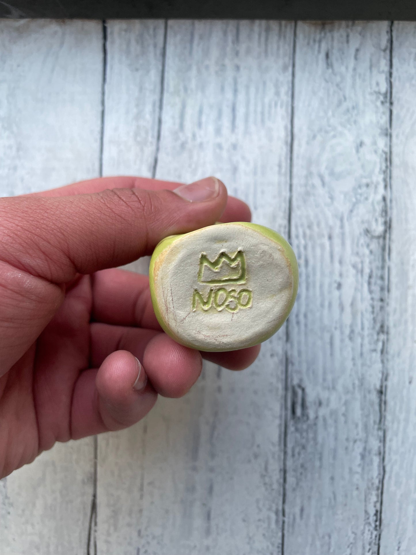 Wheel Thrown Smoking Pipe - Neon Chartreuse Ribbed