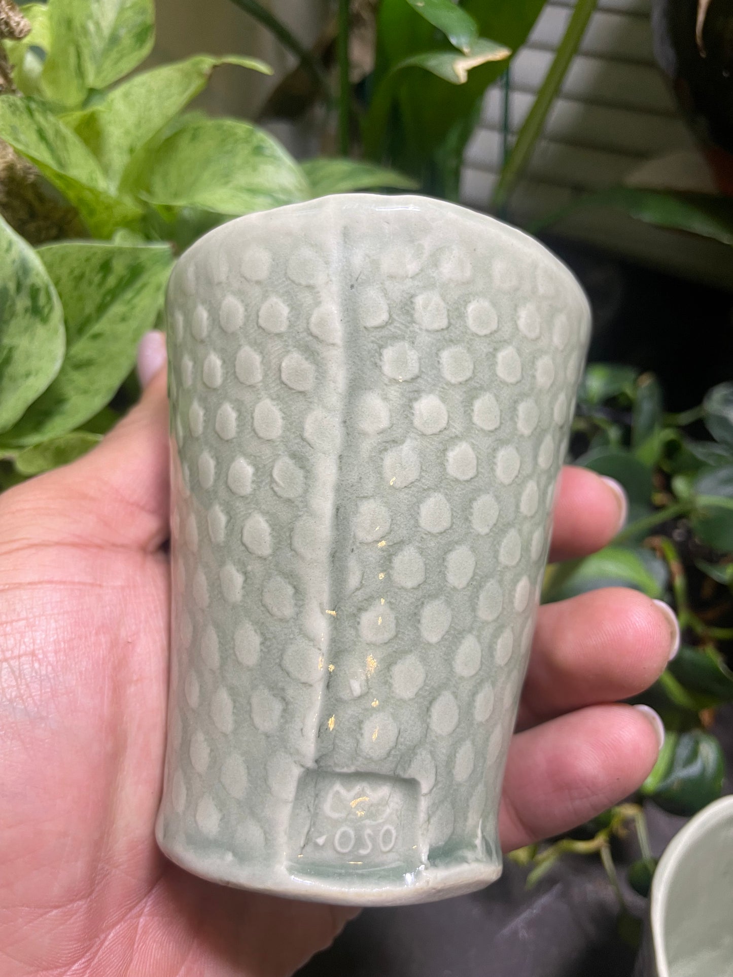 Sage Ceramic Cups Fabric Patterned