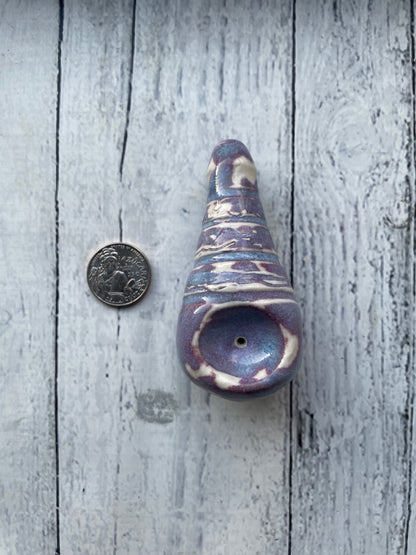 Wheel Thrown Smoking Pipe - oil bottle in electric purple