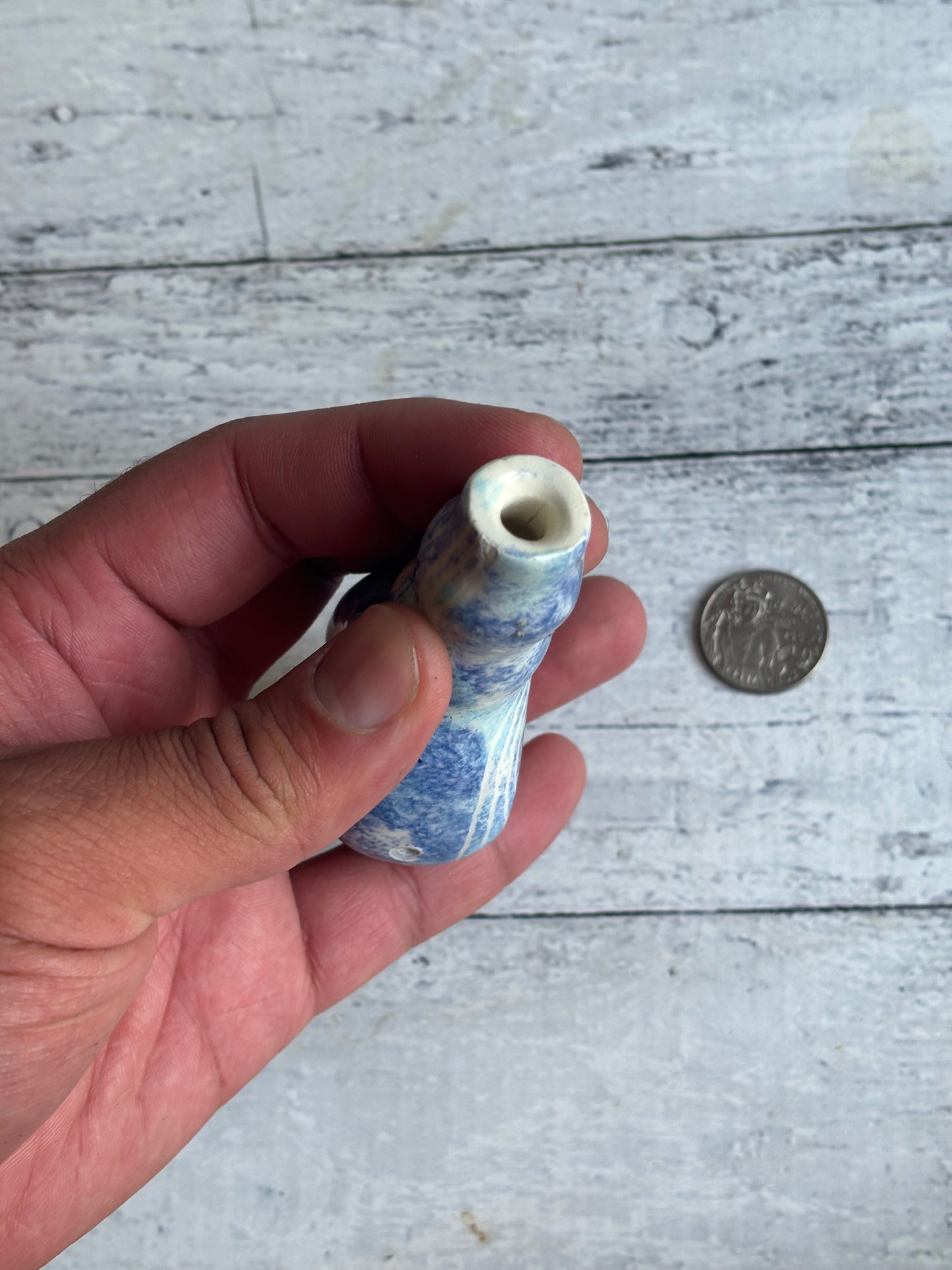 Wheel Thrown Smoking Pipe - Guitarra Azul