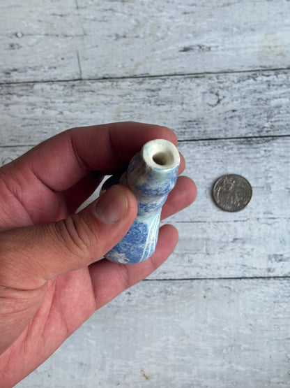 Wheel Thrown Smoking Pipe - Guitarra Azul