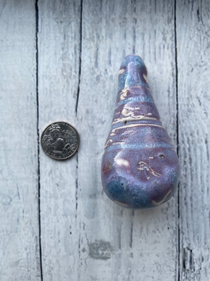 Wheel Thrown Smoking Pipe - oil bottle in electric purple