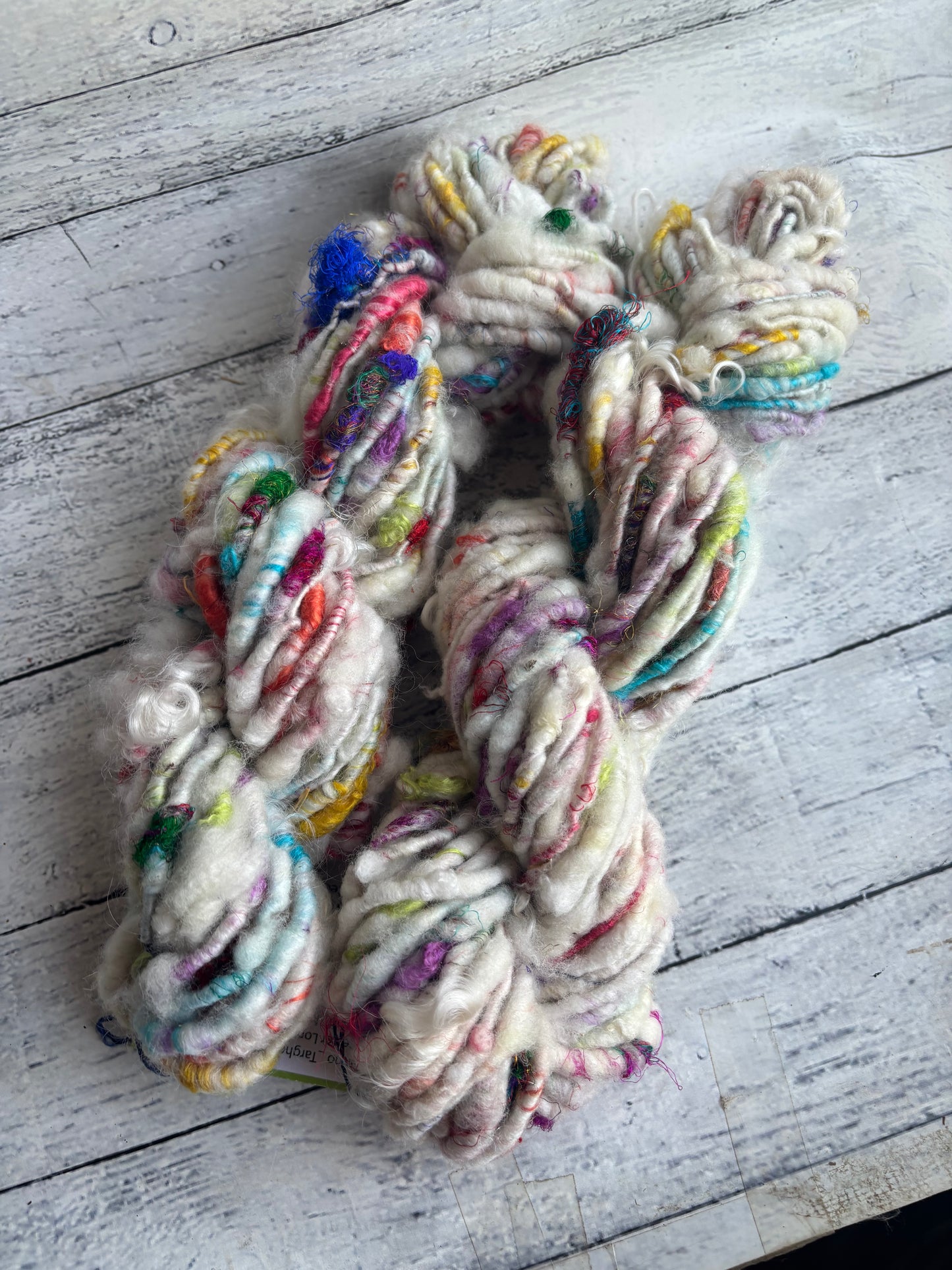 Corespun rainbow merino silk blend chunky art yarn