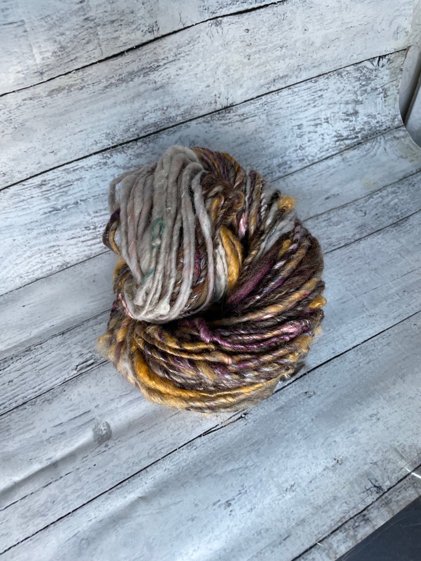 autumn breeze gradient: handspun color block finn alpaca yarn