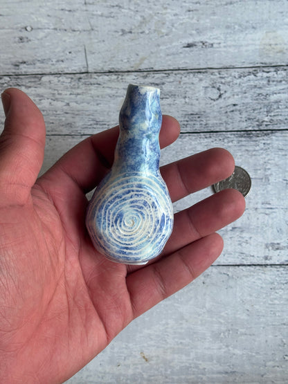 Wheel Thrown Smoking Pipe - Guitarra Azul