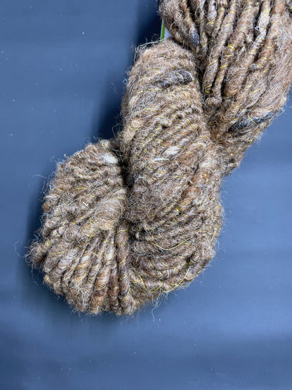 Natural Brown Corespun Alpaca Gold Lurex Thread