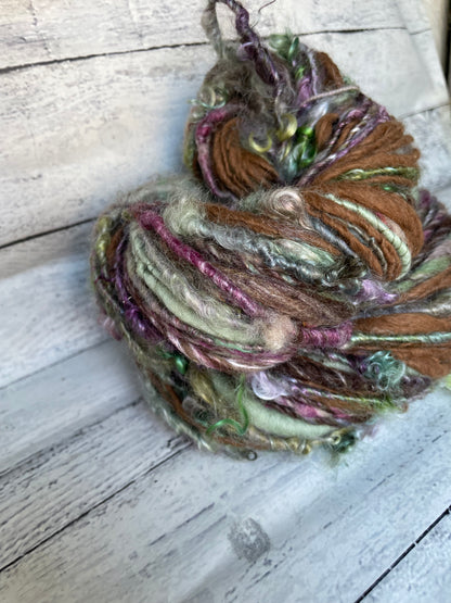 Pixie Condo Mambo: handspun color block mohair alpaca yarn