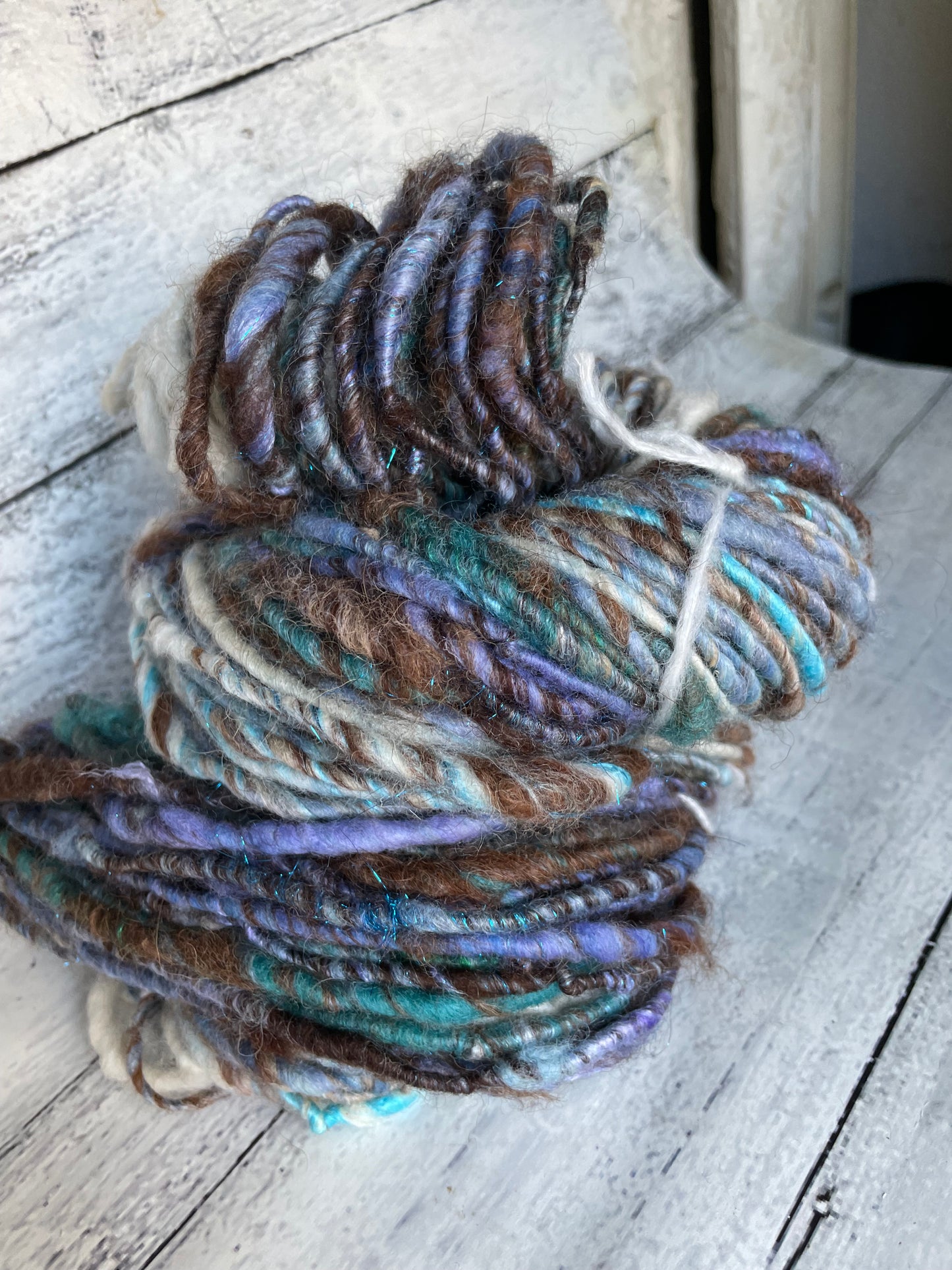 Olokun Mambo: handspun color block finn alpaca yarn