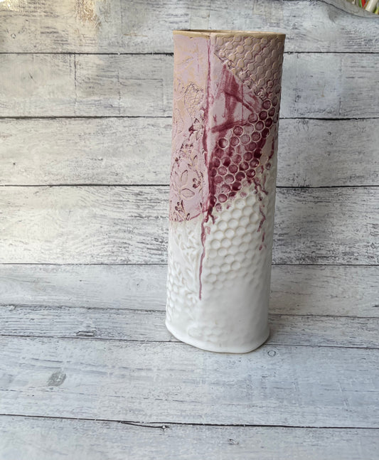 Honeycomb and Lace Tall Oval Vase