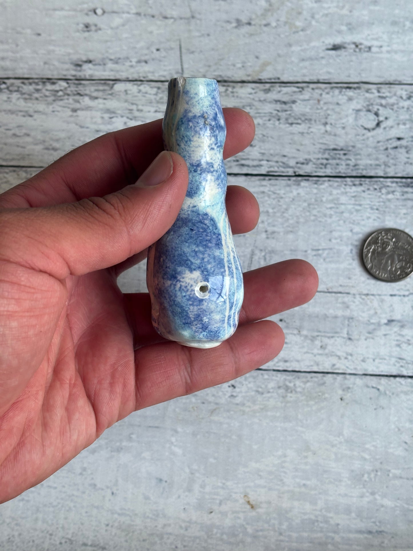 Wheel Thrown Smoking Pipe - Guitarra Azul