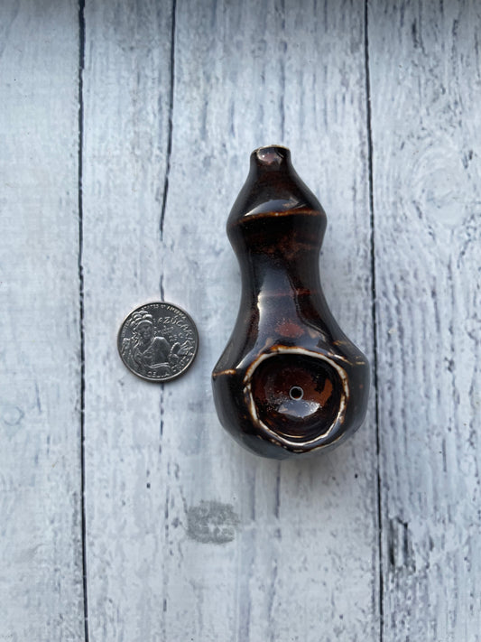 Wheel Thrown Smoking Pipe - Angular Copper