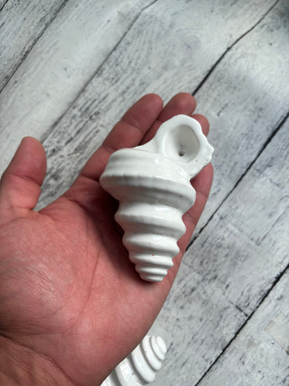 Conch Shell Herb Smoking Pipe - shiny white