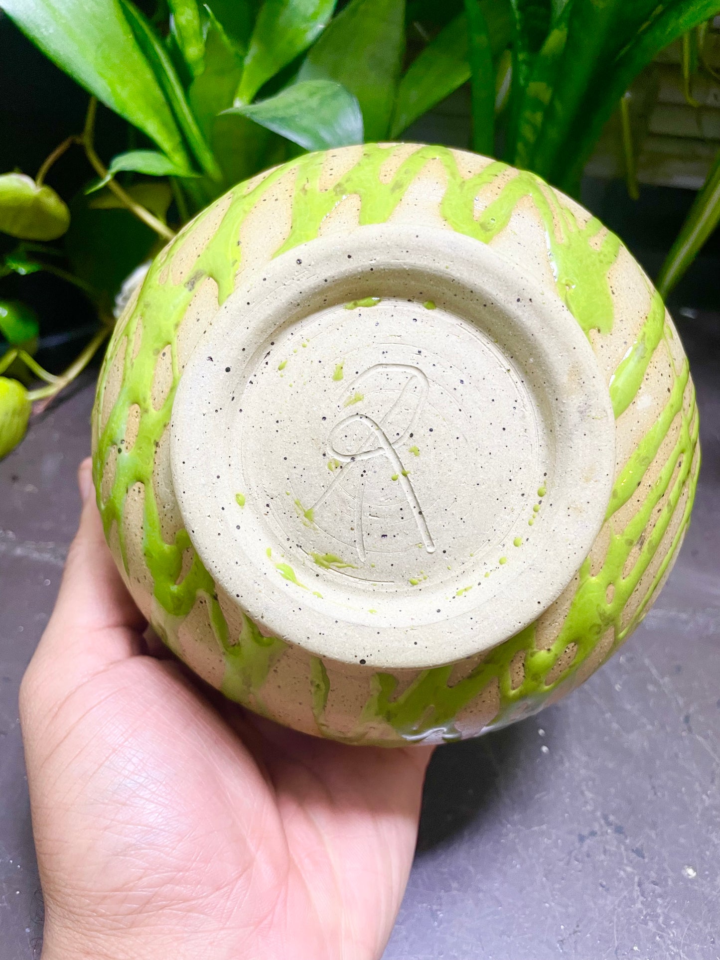 Slime Green Web Bottom Handmade Bowl Wicked Colors