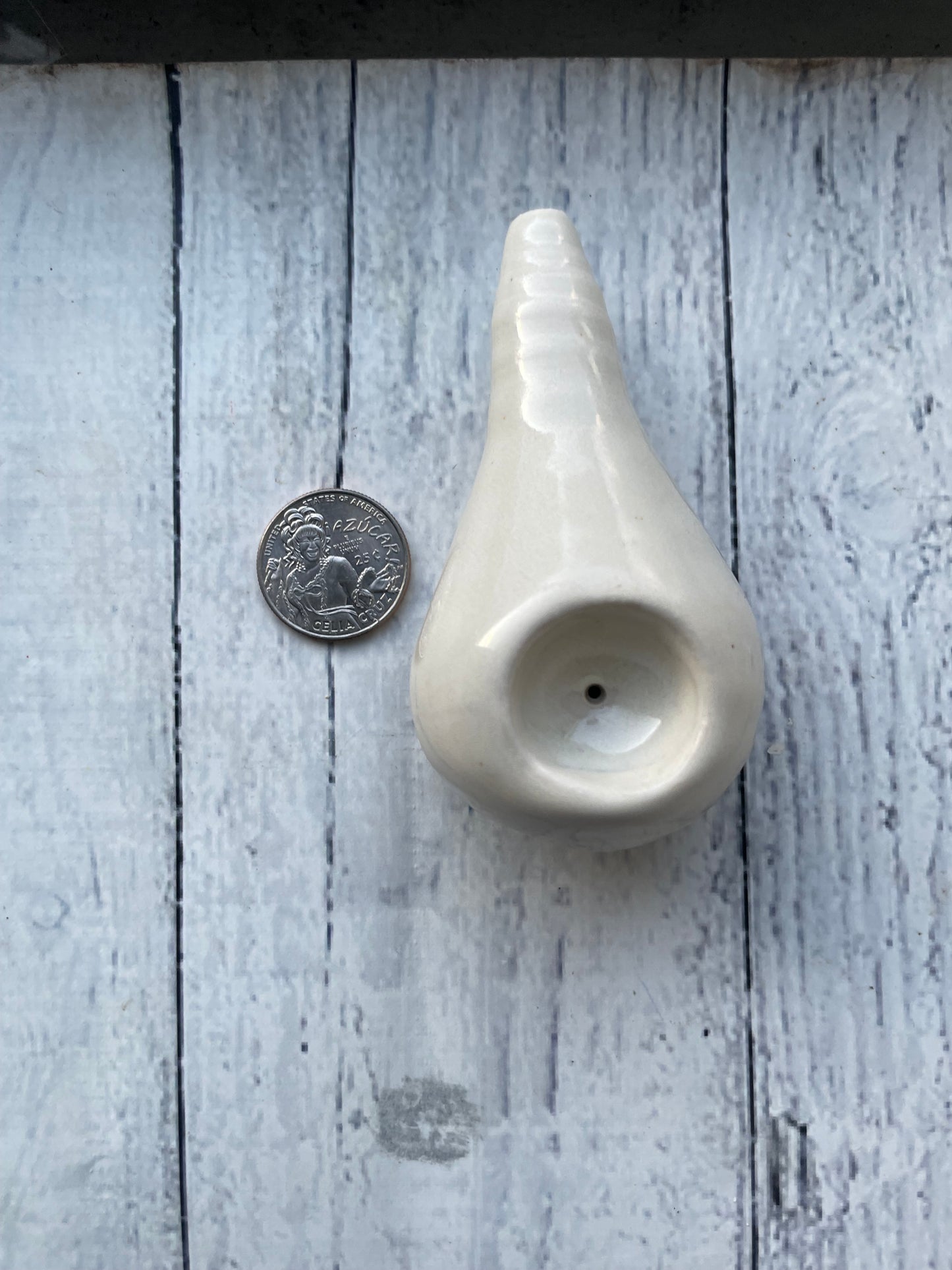 Wheel Thrown Smoking Pipe - White Bulb