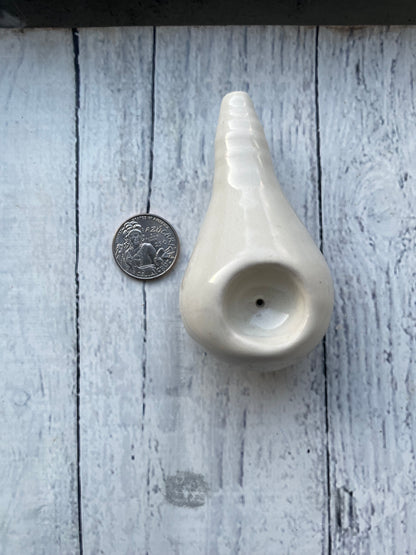 Wheel Thrown Smoking Pipe - White Bulb