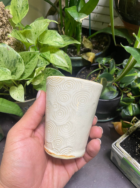 Rusty White Ceramic Cups Fabric Patterned