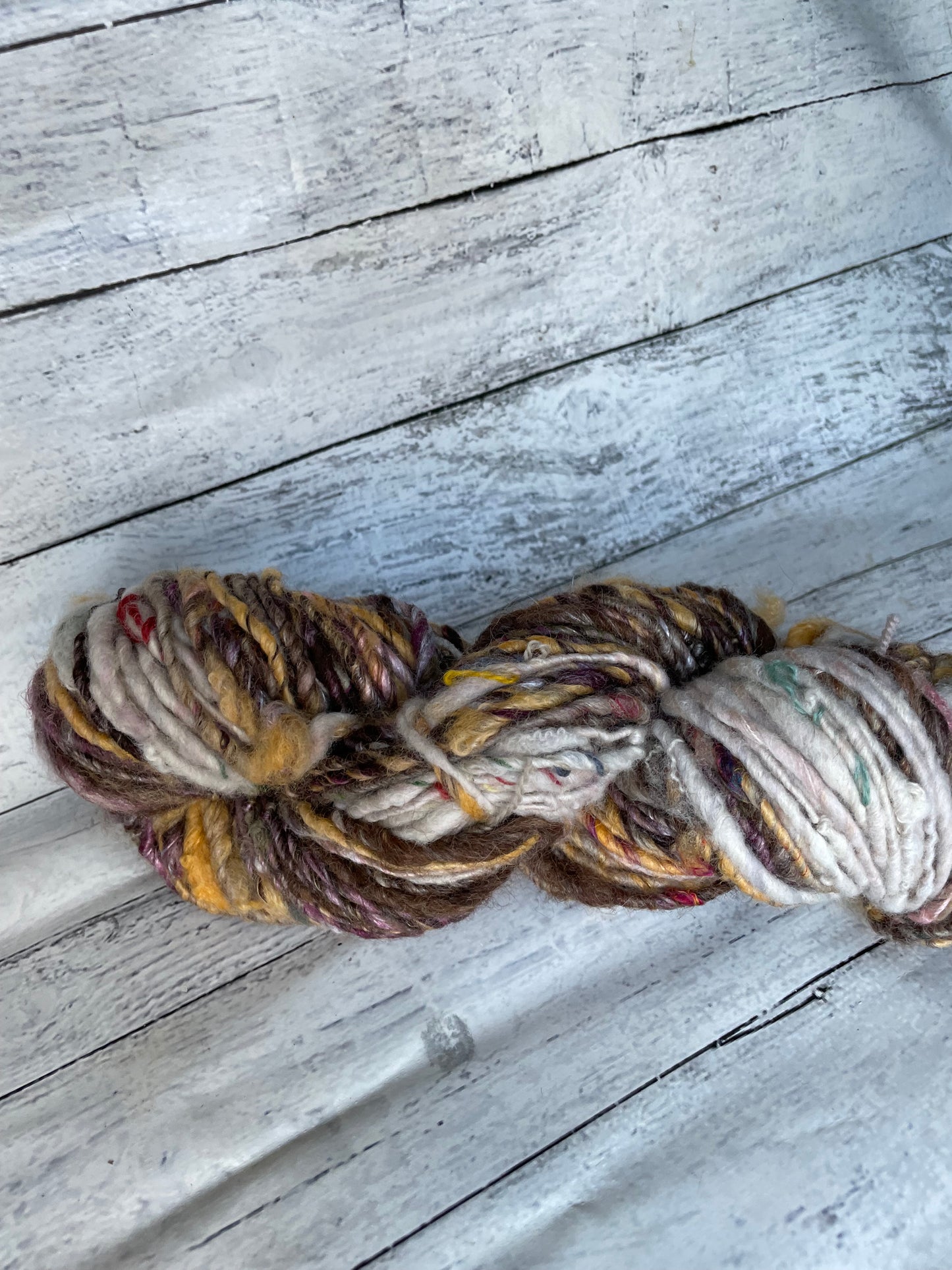 autumn breeze gradient: handspun color block finn alpaca yarn
