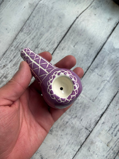 Wheel Thrown Smoking Pipe - purple lace