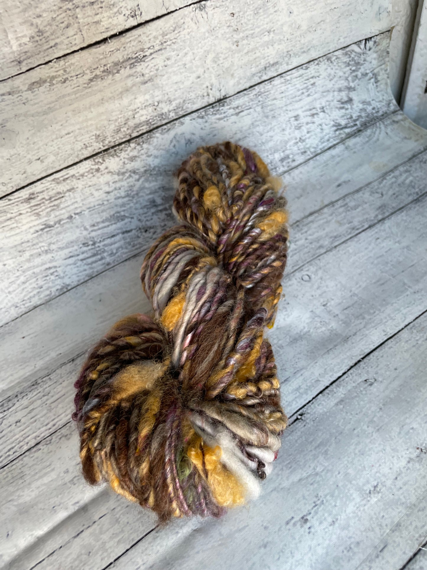 autumn breeze gradient: handspun color block finn alpaca yarn