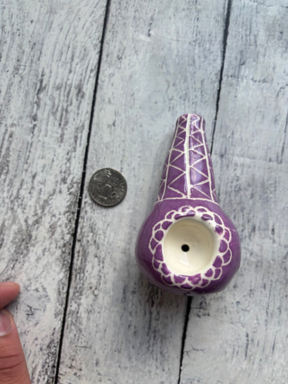 Wheel Thrown Smoking Pipe - purple lace