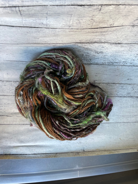 mauve/ taupe swirl: handspun color block finn alpaca yarn