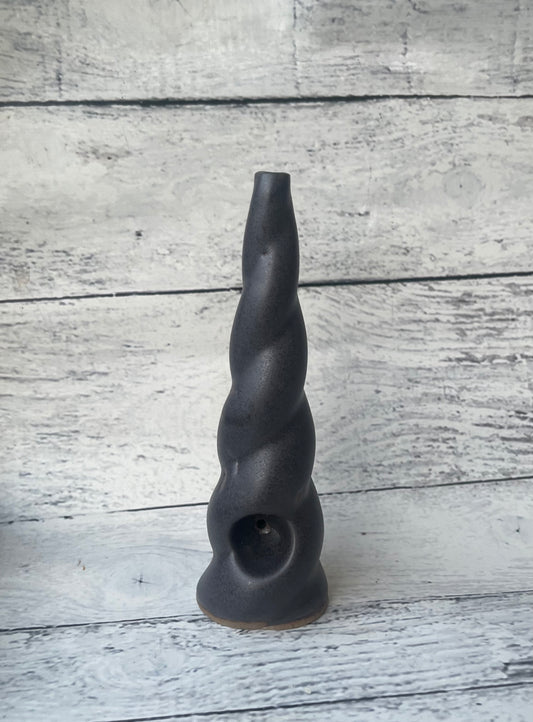 Gunmetal Unicorn Horn Herb Smoking Pipe