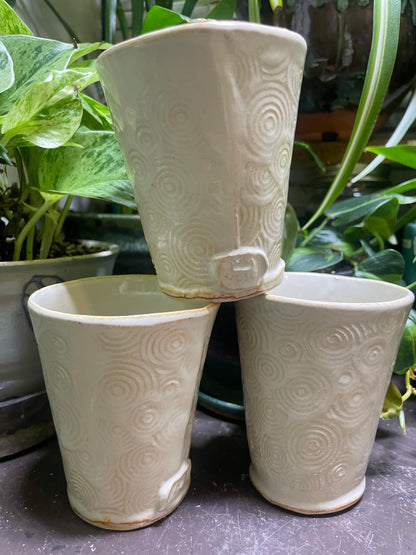 Rusty White Ceramic Cups Fabric Patterned