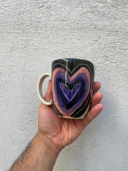 Whimsical Pink Doodle Heart Mug, Valentine's Gifts