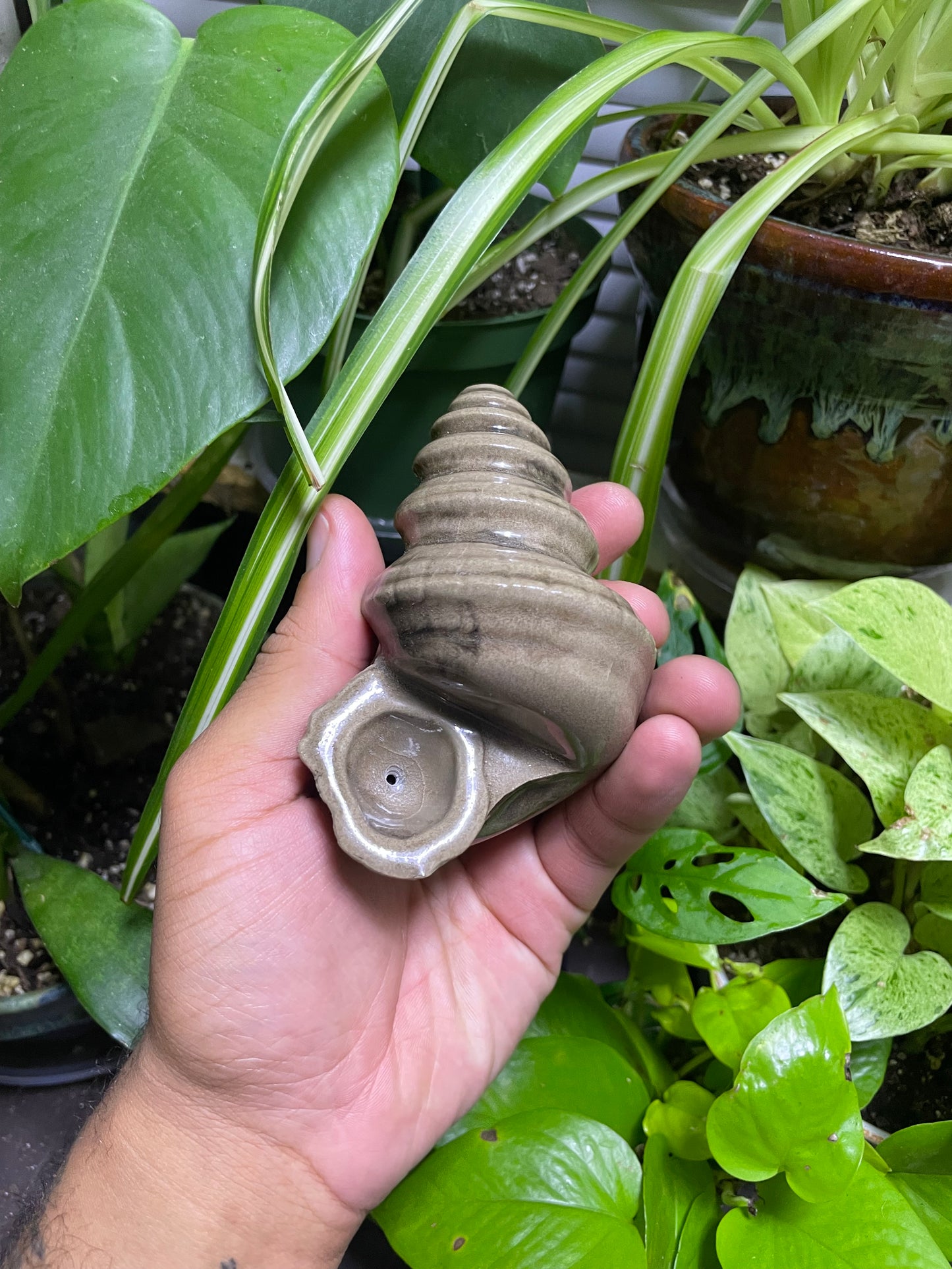 Conch Shell Smoking Pipe-  wet sand