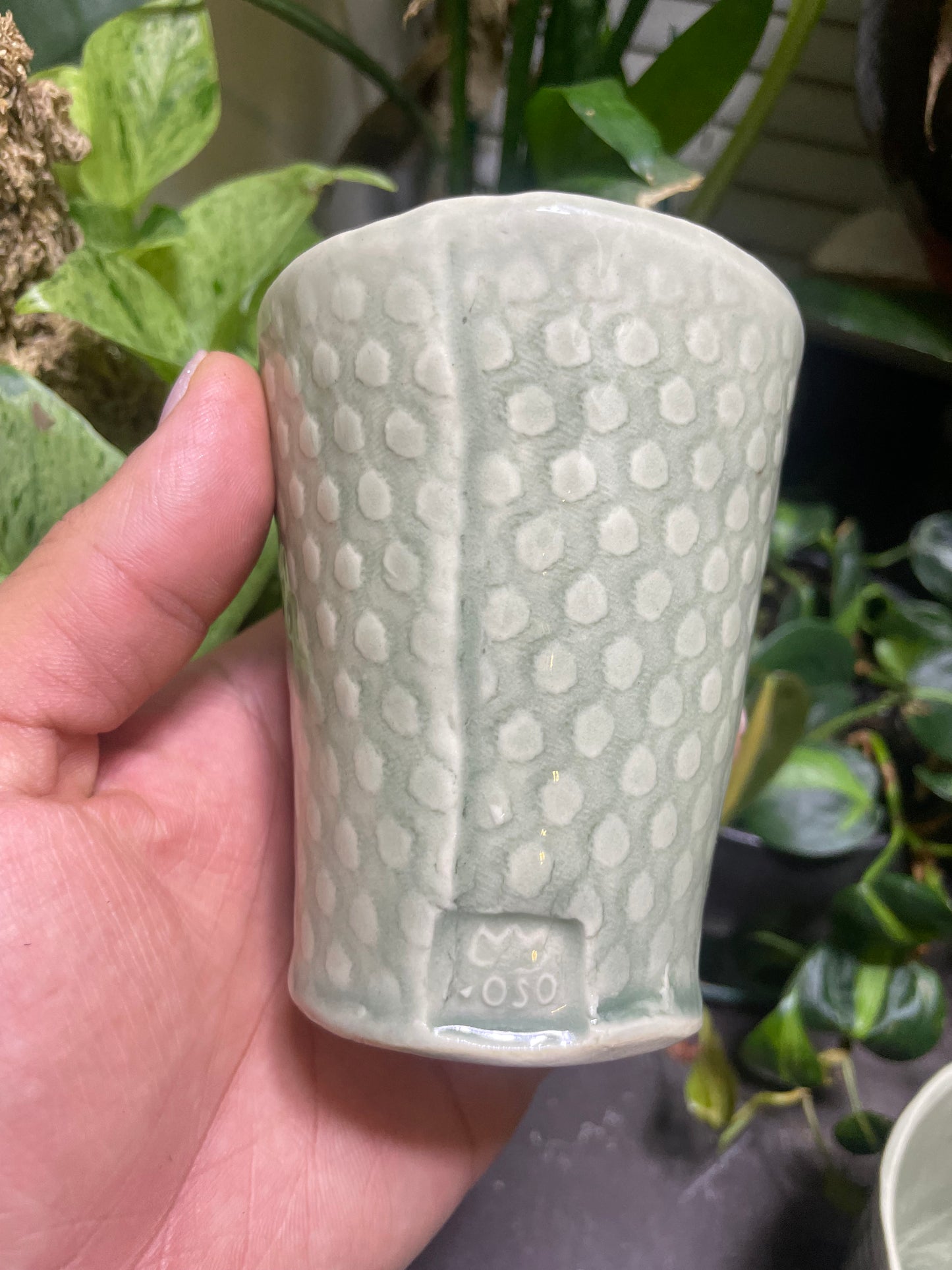 Sage Ceramic Cups Fabric Patterned