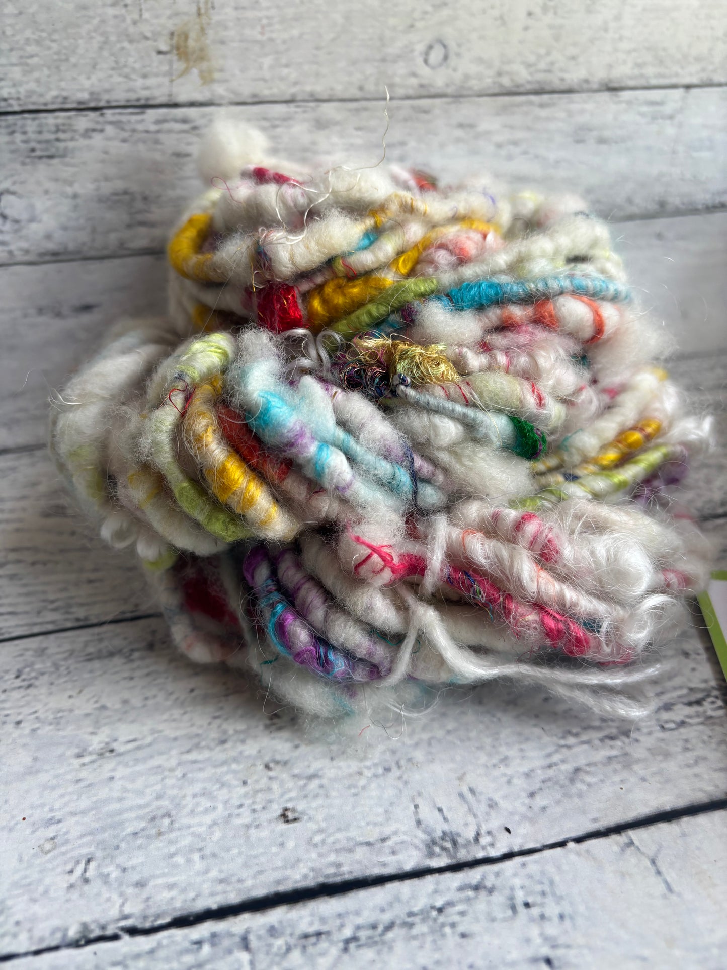 Corespun rainbow merino silk blend chunky art yarn