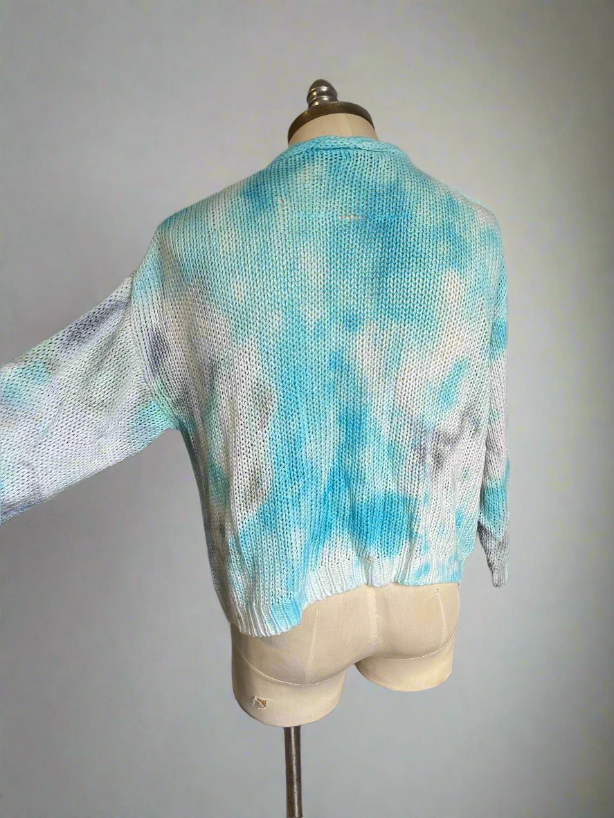 Hand dyed knitted crochet cardigan