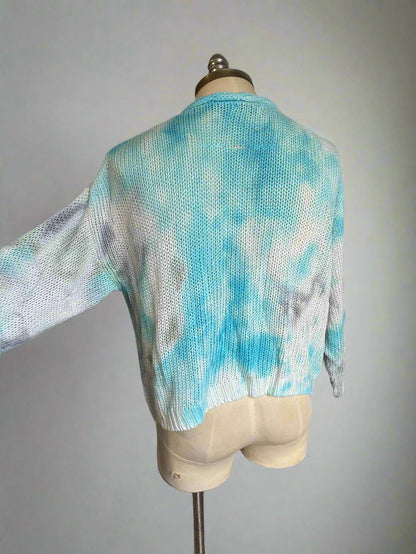 Hand dyed knitted crochet cardigan