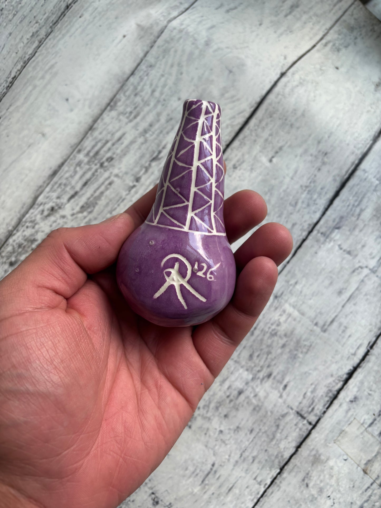 Wheel Thrown Smoking Pipe - purple lace