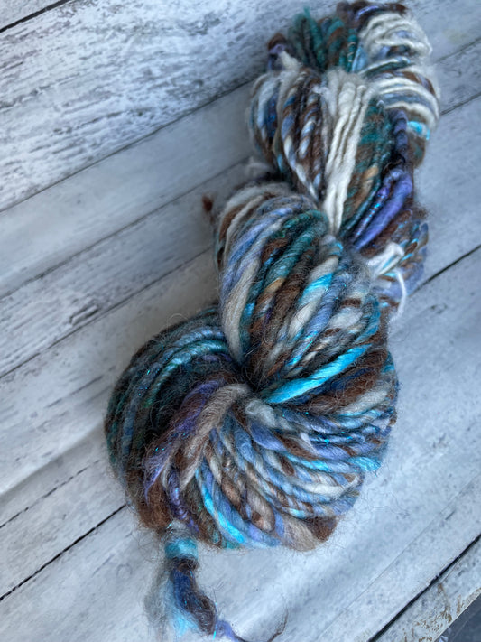 Olokun Mambo: handspun color block finn alpaca yarn